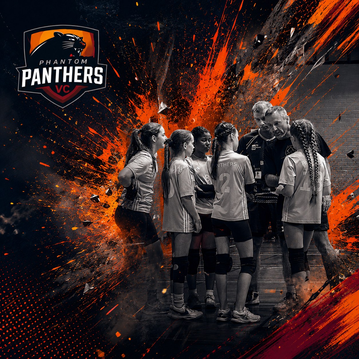 Phantom Panthers VC junior team huddle
